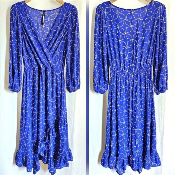 Anthropologie x Plenty by Tracy Reese Aleah Blue & White Floral Midi Dress - Picture 7 of 15